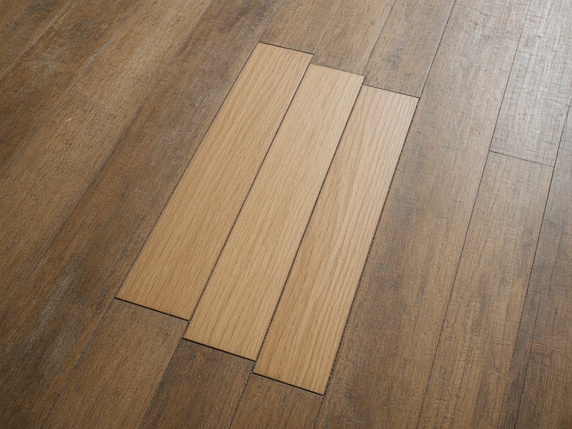 Replaced boards in an existing hardwood floor