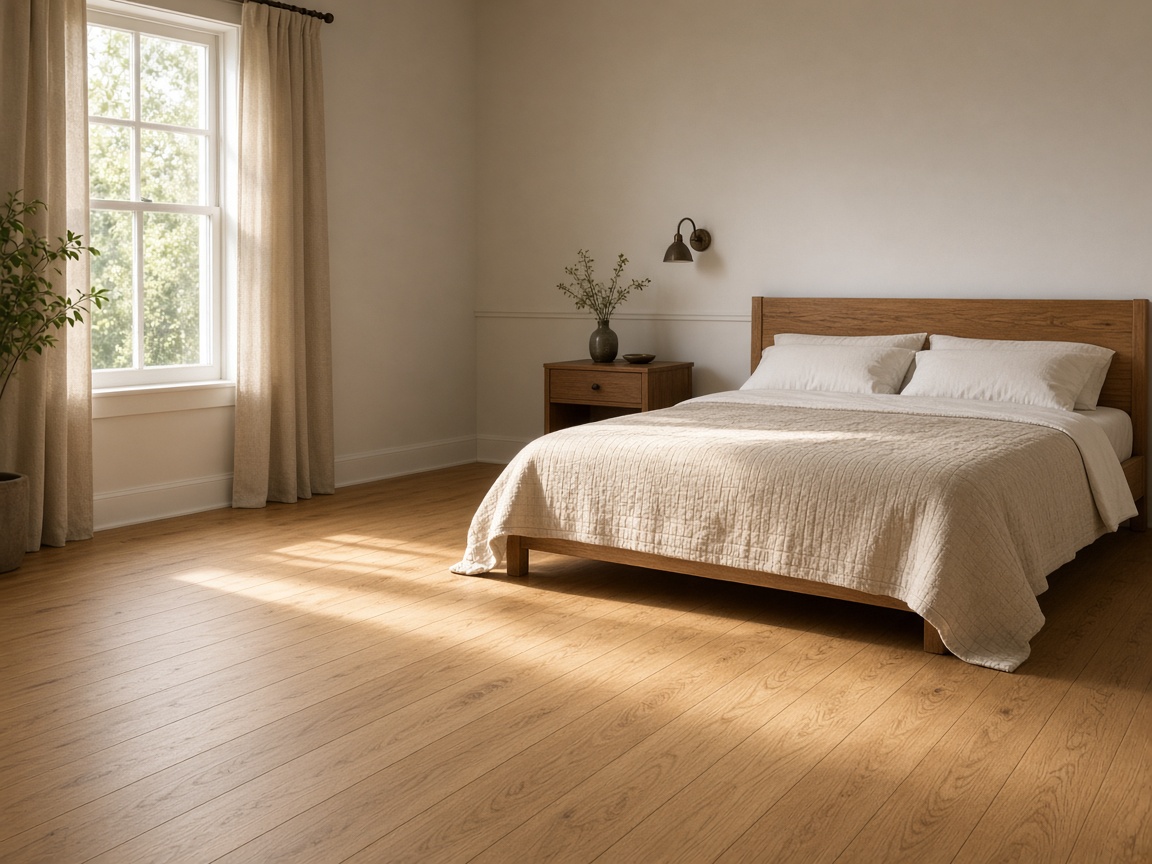 Light hardwood floor in a bedroom