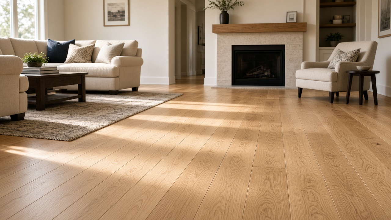 White oak hardwood floor in a living room
